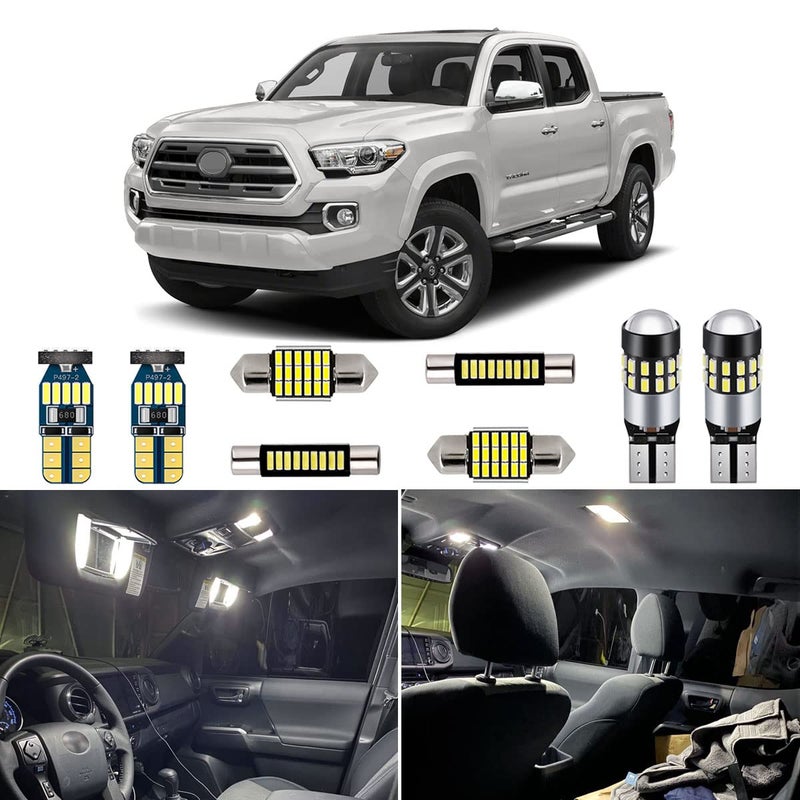 AUTOGINE Super Bright 6000K White LED Interior Light Kit Package for 2016 2017 2018 2019 2020 2021 2022 Toyota Tacoma Install Tool
