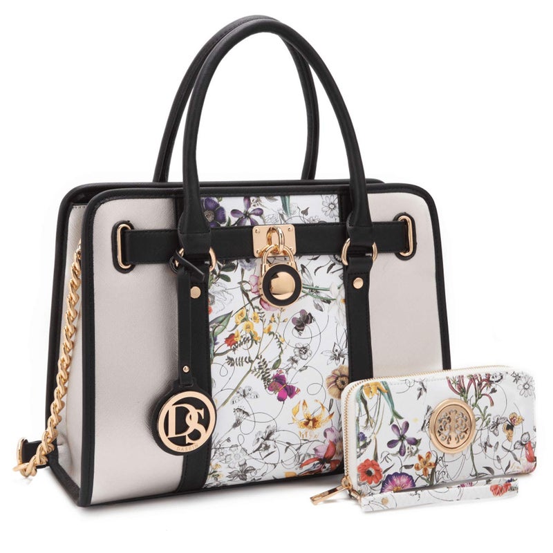 Dasein Two Tone Satchel Handbags Purses for Women Vegan Leather Shoulder Bags Large Tote Bag with Matching Wallet - Image 1