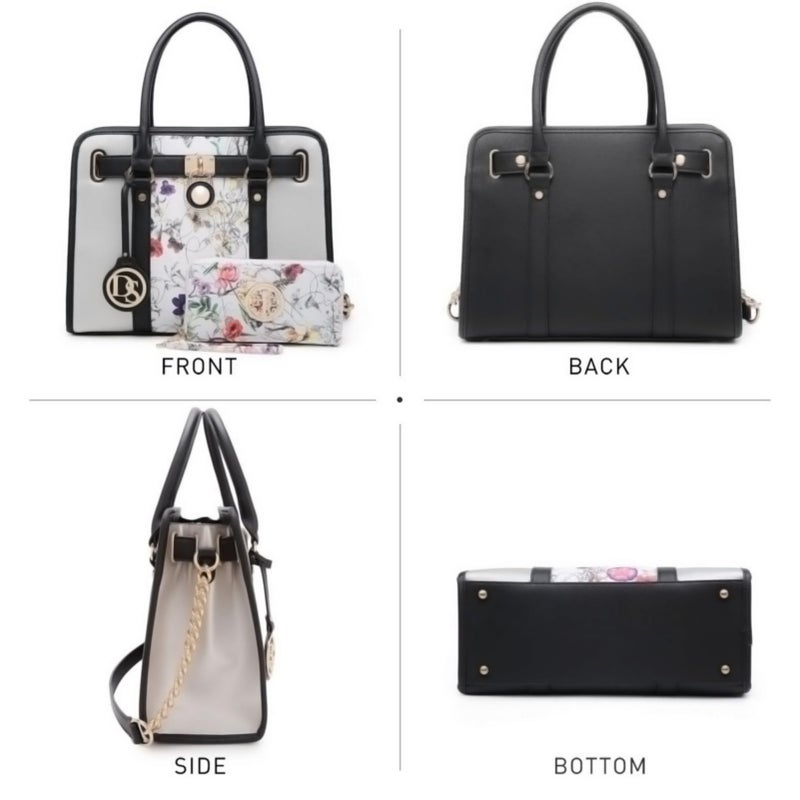 Dasein Two Tone Satchel Handbags Purses for Women Vegan Leather Shoulder Bags Large Tote Bag with Matching Wallet - Image 5