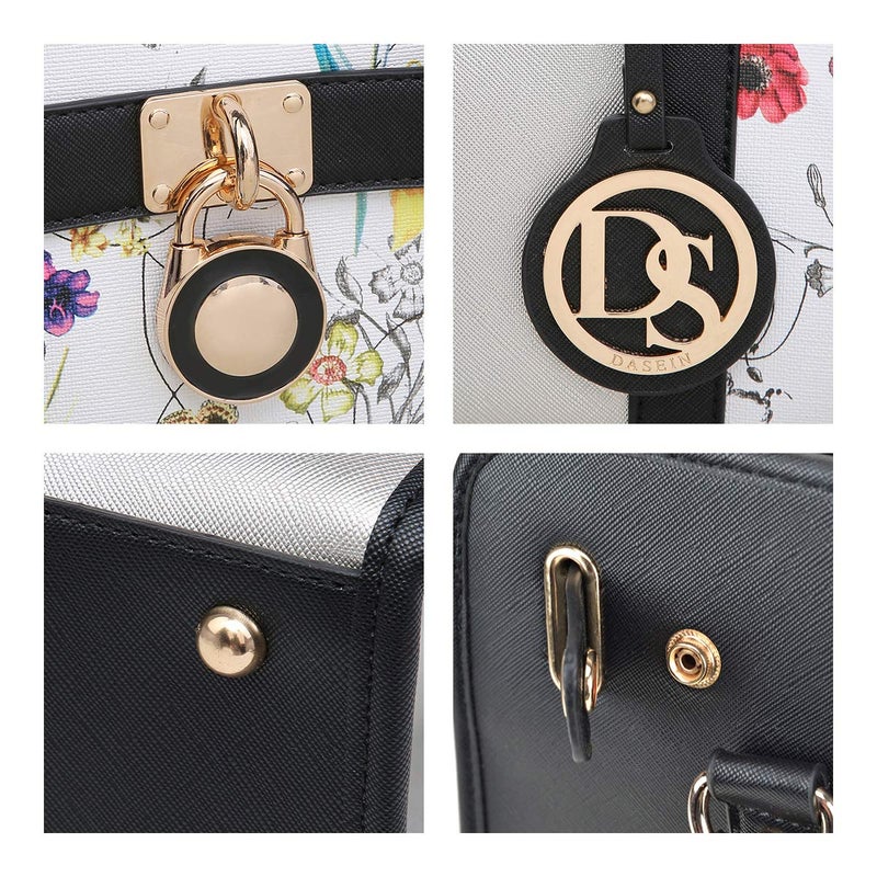 Dasein Two Tone Satchel Handbags Purses for Women Vegan Leather Shoulder Bags Large Tote Bag with Matching Wallet - Image 3