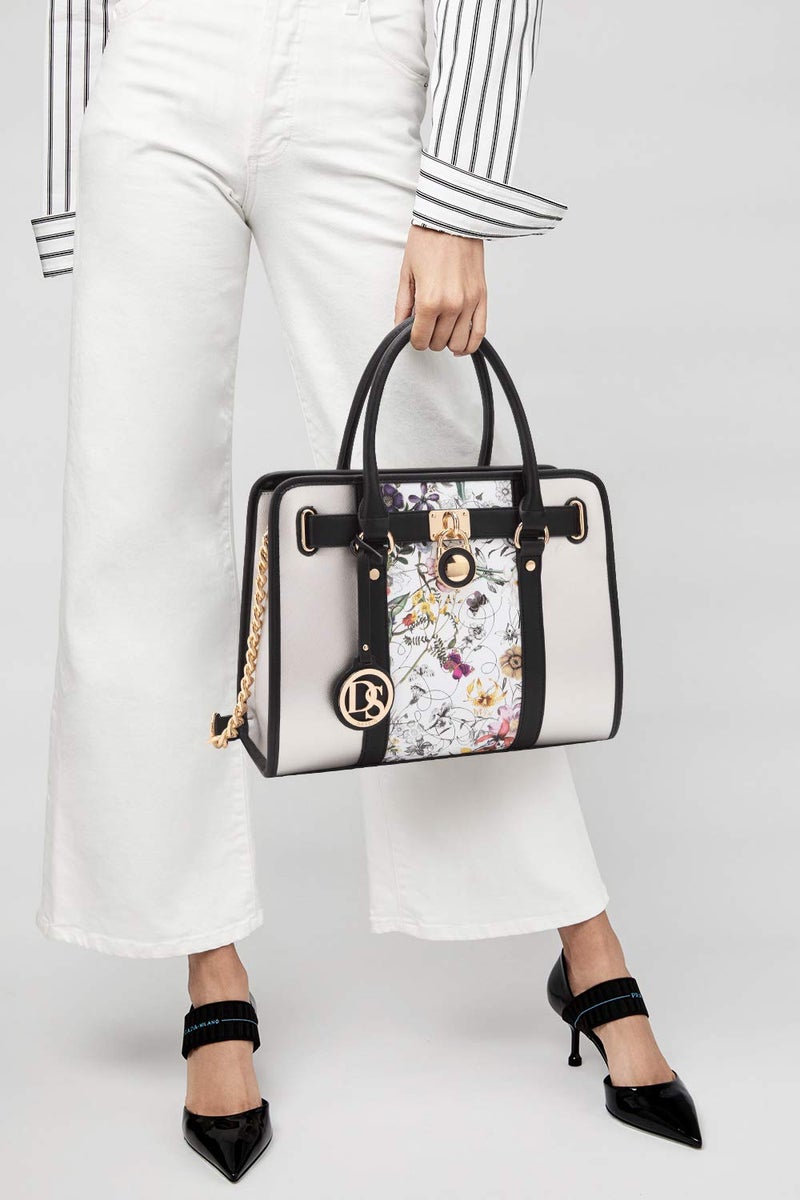 Dasein Two Tone Satchel Handbags Purses for Women Vegan Leather Shoulder Bags Large Tote Bag with Matching Wallet - Image 2