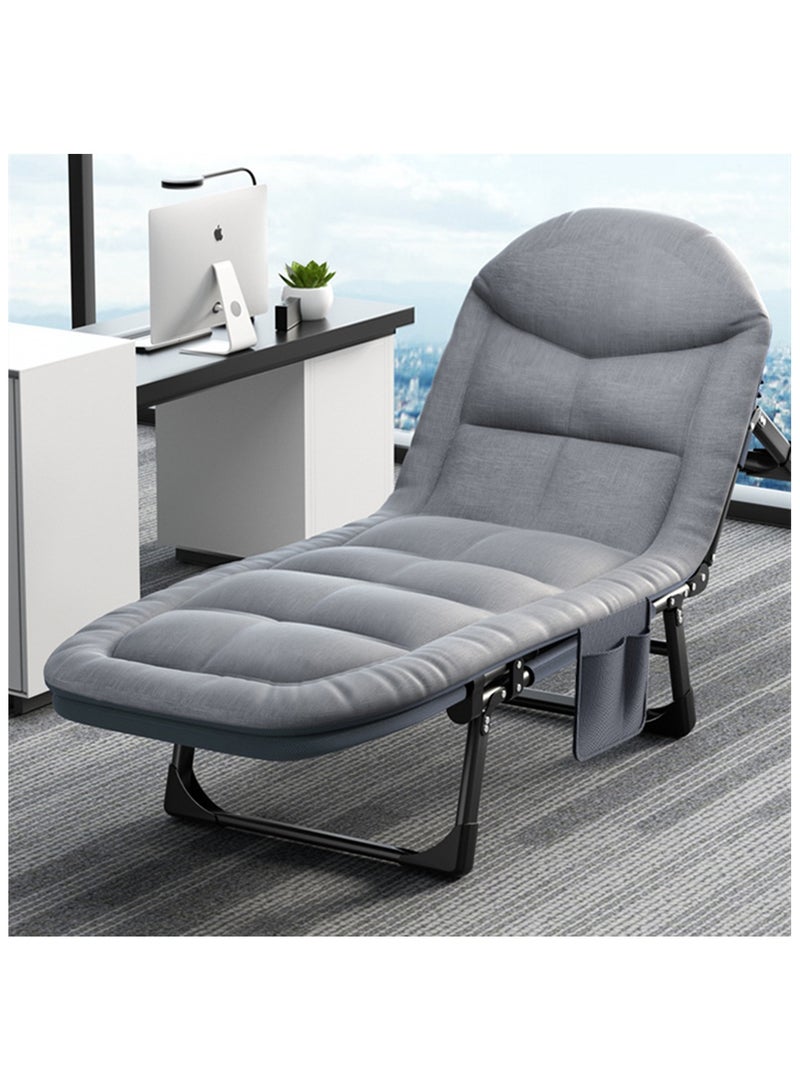 Beauenty Folding Camping Cot，Simple Folding Bed With Memory Foam Mattress And Adjustable Backrest,Portable Folding Outdoor Bed，Adjustable Bed Lounge Chair For Office And Camping 200x65cm，Grey - Image 3