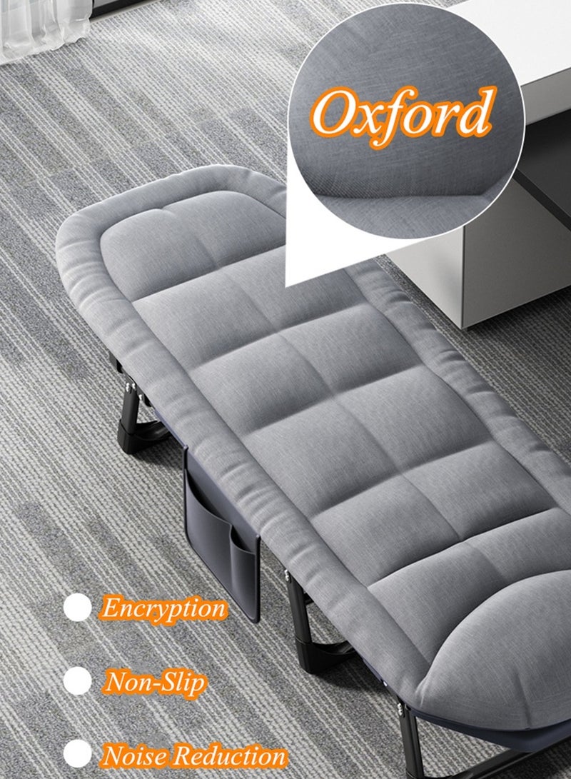 Beauenty Folding Camping Cot，Simple Folding Bed With Memory Foam Mattress And Adjustable Backrest,Portable Folding Outdoor Bed，Adjustable Bed Lounge Chair For Office And Camping 200x65cm，Grey - Image 5