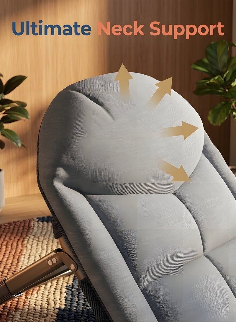 Beauenty Folding Camping Cot，Simple Folding Bed With Memory Foam Mattress And Adjustable Backrest,Portable Folding Outdoor Bed，Adjustable Bed Lounge Chair For Office And Camping 200x65cm，Grey - Image 4