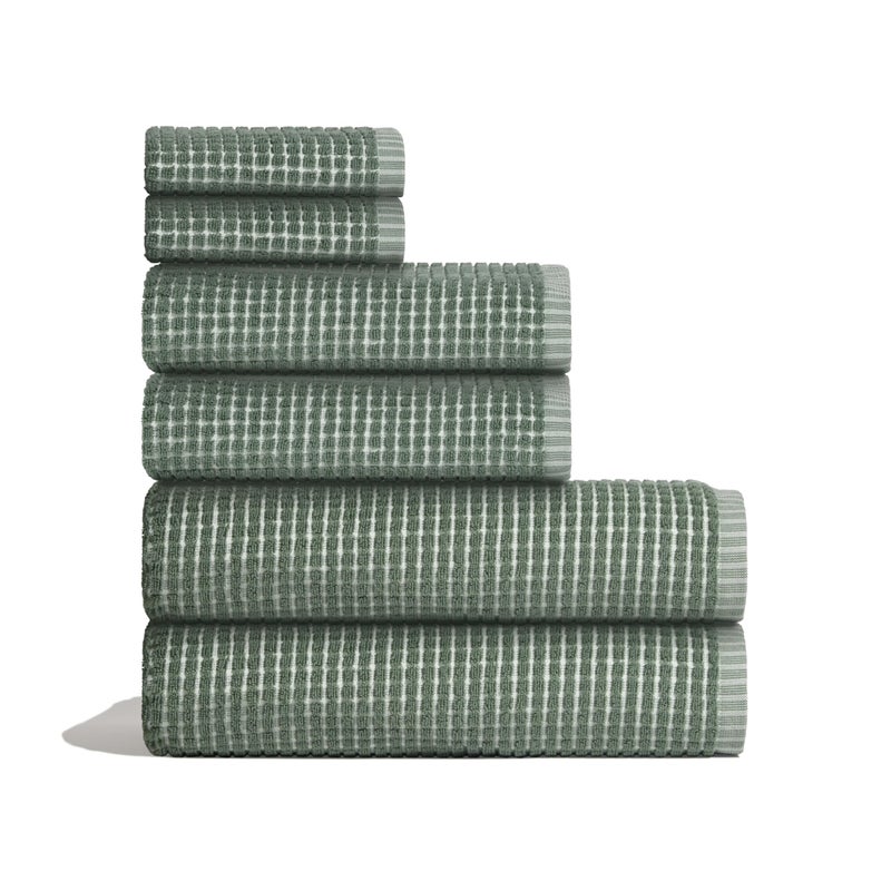 ONSEN Cotton Bath Towel â€” Sculpted Terry Texture, Quick-Dry, Low-Lint, Plush & Lightweight (Spruce, 2X Bath Towel, 2X Hand Towel, 2X Face Towel) - Image 1