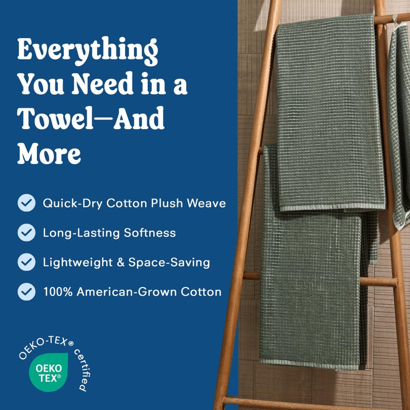 ONSEN Cotton Bath Towel â€” Sculpted Terry Texture, Quick-Dry, Low-Lint, Plush & Lightweight (Spruce, 2X Bath Towel, 2X Hand Towel, 2X Face Towel) - Image 3