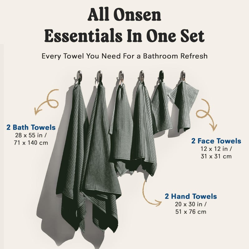 ONSEN Cotton Bath Towel â€” Sculpted Terry Texture, Quick-Dry, Low-Lint, Plush & Lightweight (Spruce, 2X Bath Towel, 2X Hand Towel, 2X Face Towel) - Image 4