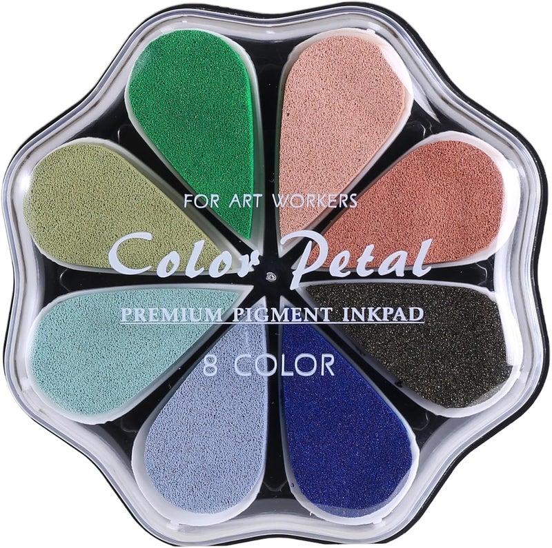 YPSelected 8 Assorted Multi Colours Waterdrop Shaped Craft Rubber Stamps Petal Ink Pads for Paper Wood Fabric (Set 1023) - Image 1