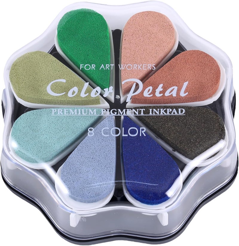 YPSelected 8 Assorted Multi Colours Waterdrop Shaped Craft Rubber Stamps Petal Ink Pads for Paper Wood Fabric (Set 1023) - Image 2