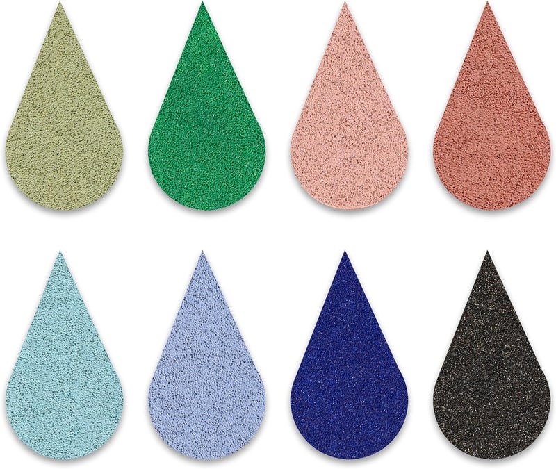 YPSelected 8 Assorted Multi Colours Waterdrop Shaped Craft Rubber Stamps Petal Ink Pads for Paper Wood Fabric (Set 1023) - Image 3