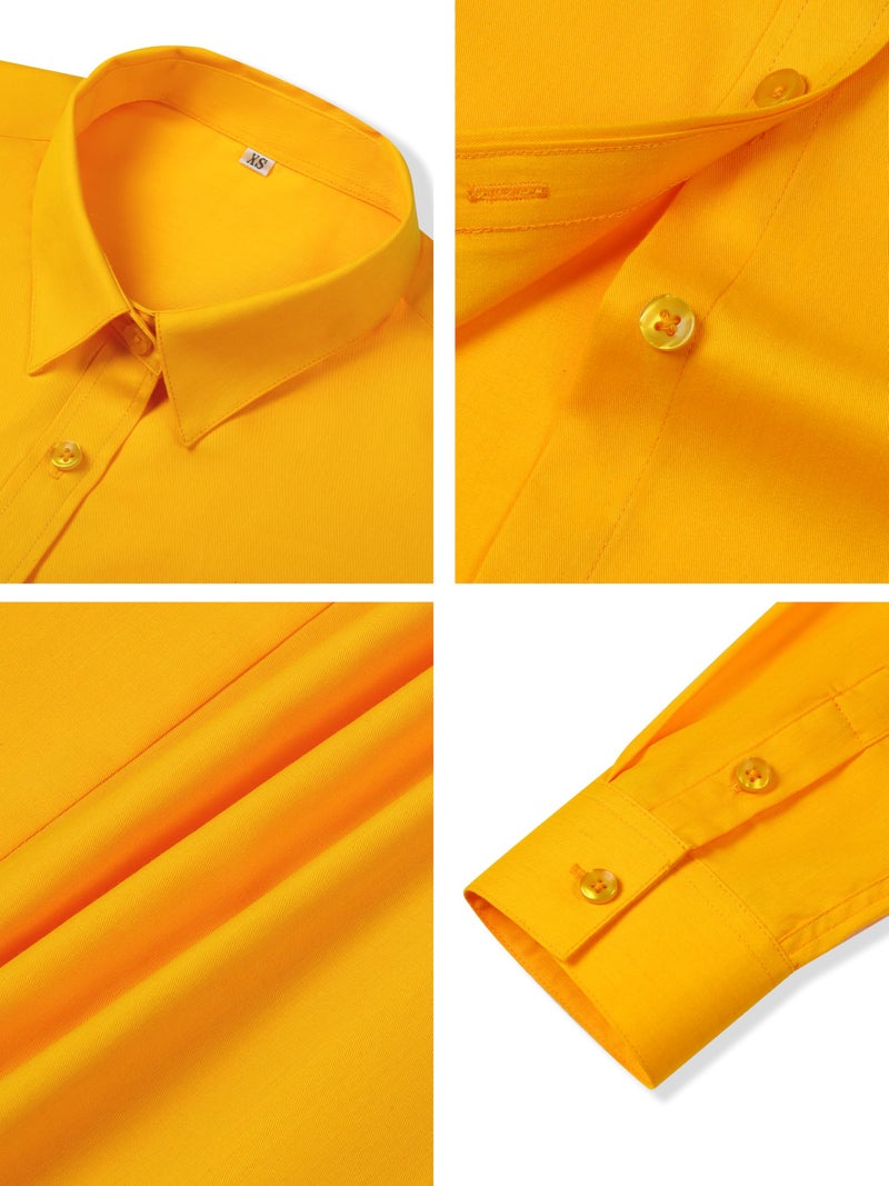 CUNLIN Gold Yellow Button Down Dress Shirt Women Blouse Long Sleeve Tops for Womens Blouses Oxford Shirts Business Casual Gold Yellow L - Image 4