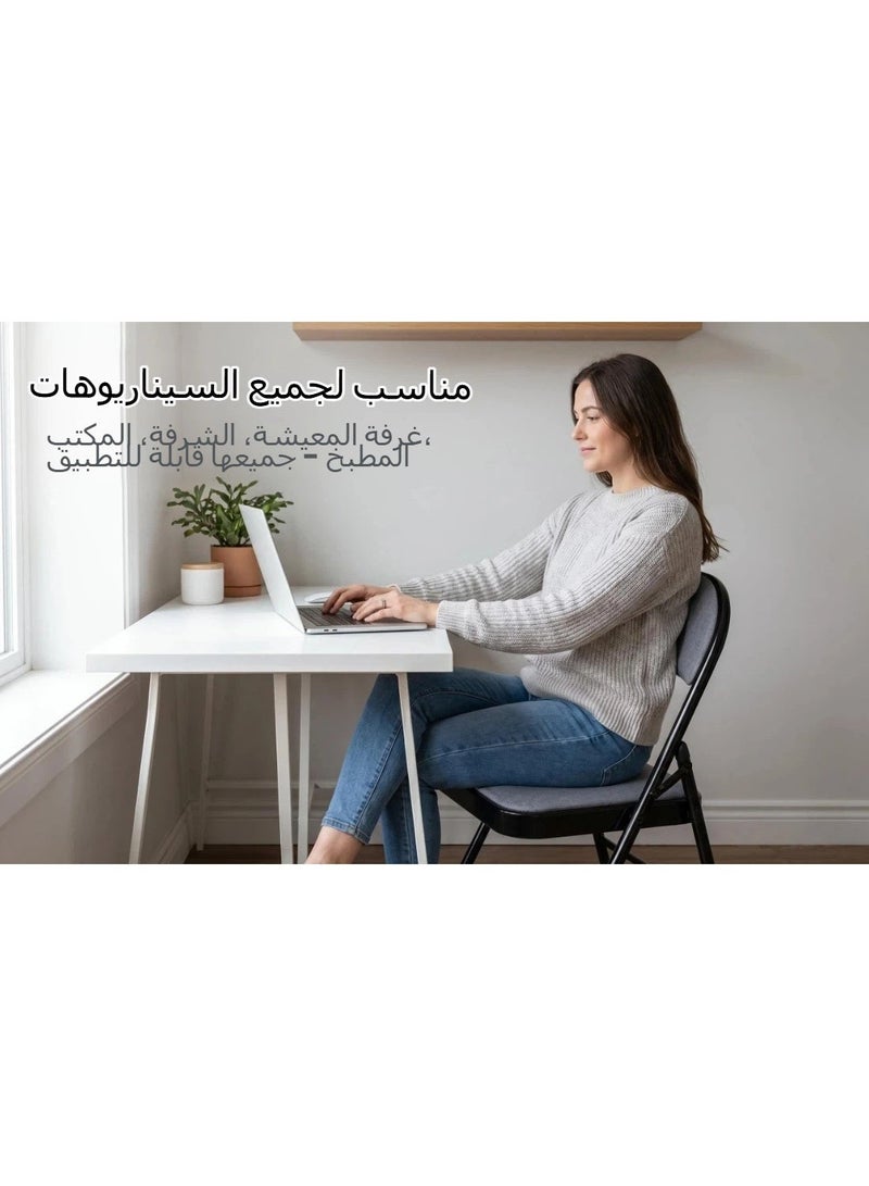 نجمة هوم طقم كراسي طعام مكون من كرسيين، بمقاعد مبطنة وأرجل معدنية. قابلة للتكديس لسهولة التخزين ومتعددة الاستخدامات، مناسبة لغرف المعيشة والمطابخ وغرف النوم والحدائق والباحات والشرفات - أسود. - Image 3