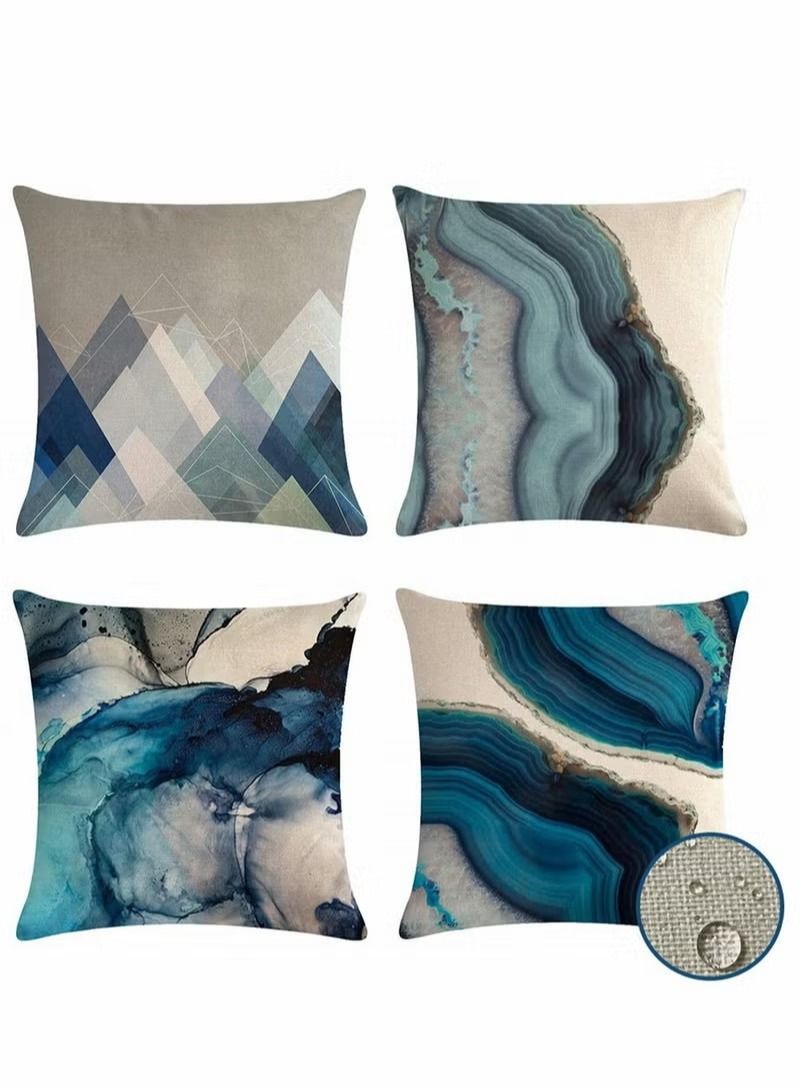 Pillow Covers Set of 4, Modern Sofa Throw Cover, Decorative Outdoor Linen Fabric Case for Couch Bed Car 45x45cm  - Image 1