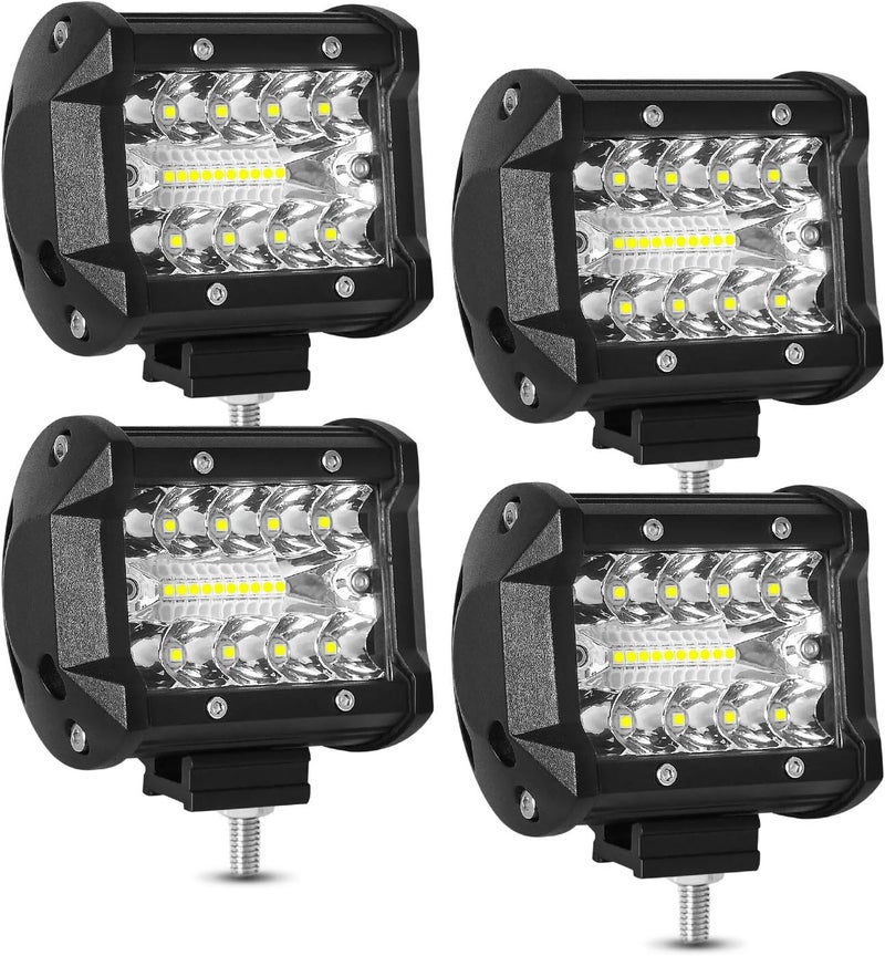 AAIWA 4 Inch LED Pods - 60W Off Road Light Bar Combo for Trucks, SUVs, and Boats (4 Pack) - Image 1