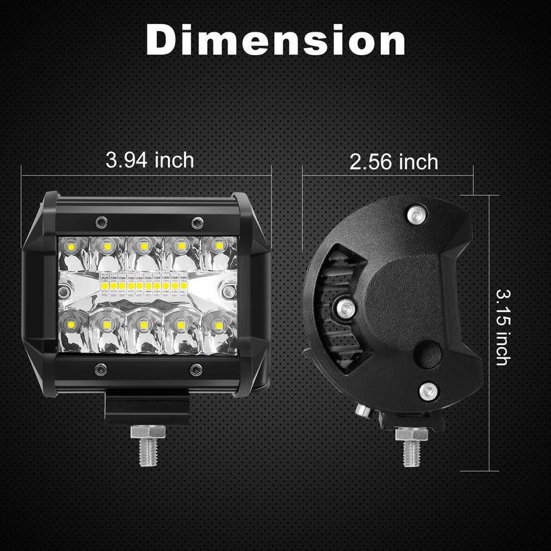 AAIWA 4 Inch LED Pods - 60W Off Road Light Bar Combo for Trucks, SUVs, and Boats (4 Pack) - Image 2