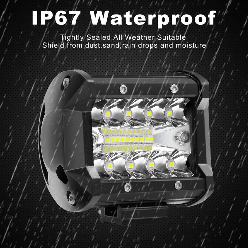AAIWA 4 Inch LED Pods - 60W Off Road Light Bar Combo for Trucks, SUVs, and Boats (4 Pack) - Image 3