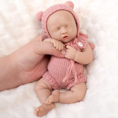 Vollence 8 inch Mini Silicone Baby Dolls Cute Realistic Newborn Preemie Miniature Babies for Kid Birthday Gifts  Girl - Image 1