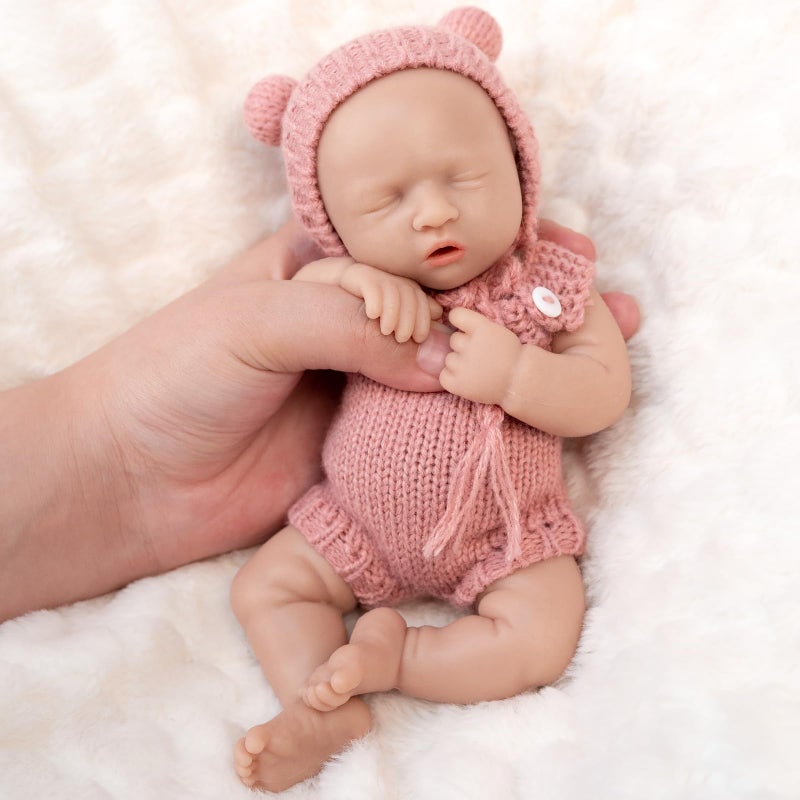 Vollence 8 inch Mini Silicone Baby Dolls Cute Realistic Newborn Preemie Miniature Babies for Kid Birthday Gifts  Girl - Image 3