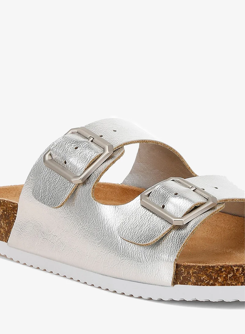 London Rag فضي Dual Strap Buckle Flats In Silver for Women | Best Price UAE