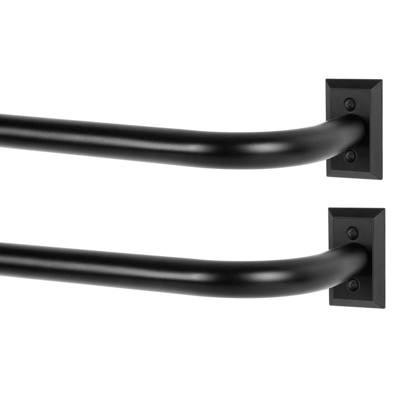 TANGWIN TANGWIN Black Wrap Around Curtain Rods 2 PackBlackout Heavy Duty Adjustable Window Curtain Rod for Bedroom KitchenModern Decorative Curved French Metal Drapery Rods Easy InstallMatte Black 2848