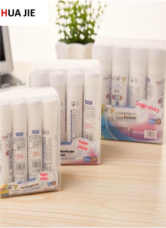 HUA JIE - Fast-Drying, Eco-Friendly Glue Sticks – 50-Second Bond, Smooth Application, PVP Material, Non-Toxic, 12-Pack - Image 1