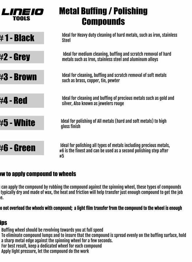 LINE10 Tools Buffing and Polishing Compound for Metal, Set of 6 - Image 5