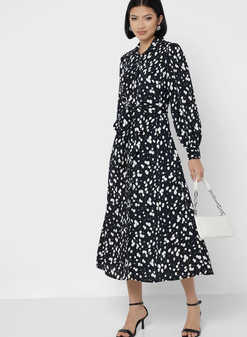 DOROTHY PERKINS Speckled Shirred Midi Dress