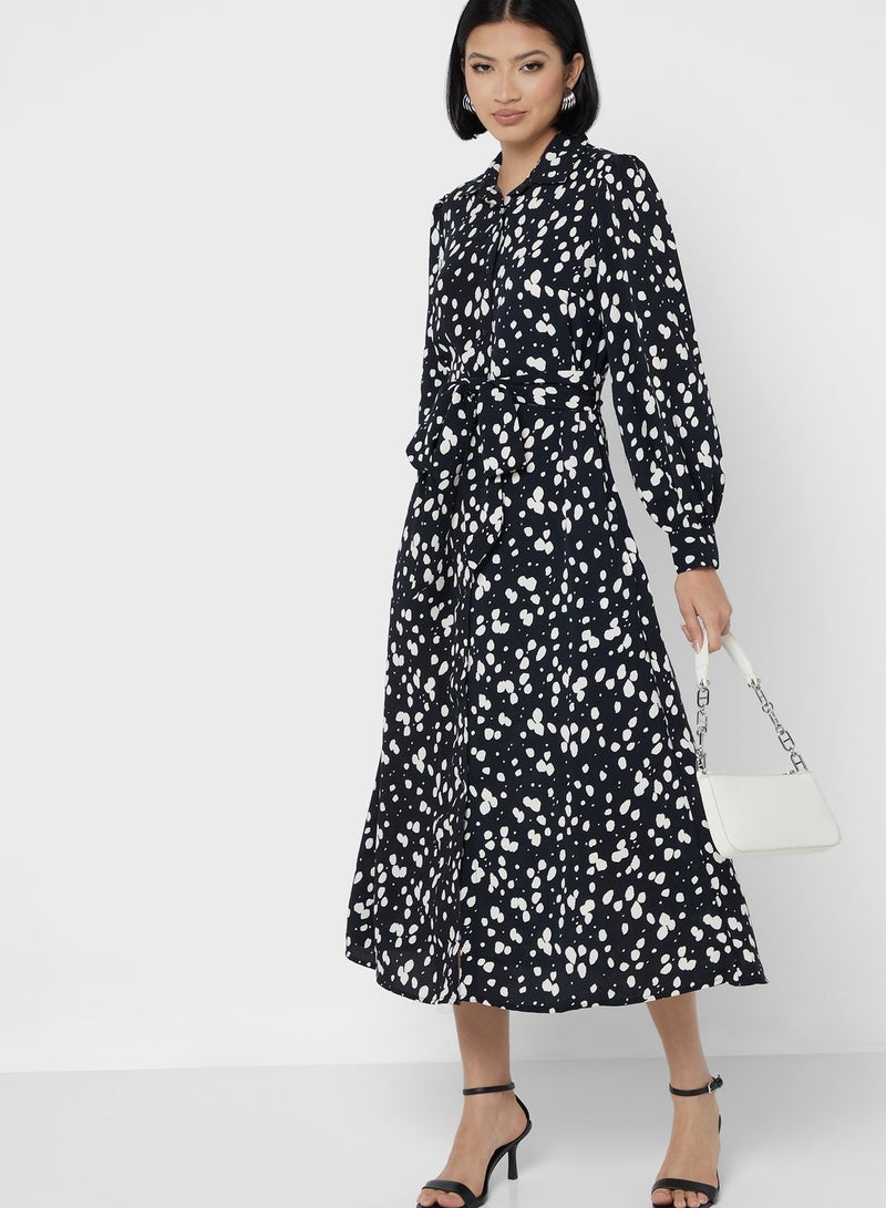 DOROTHY PERKINS Speckled Shirred Midi Dress  - Image 4