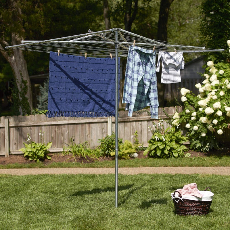 Household Essentials 17130-1 Rotary Outdoor Umbrella Drying Rack | Aluminum | 30-Lines with 210 ft. Clothesline,Silver - Image 3