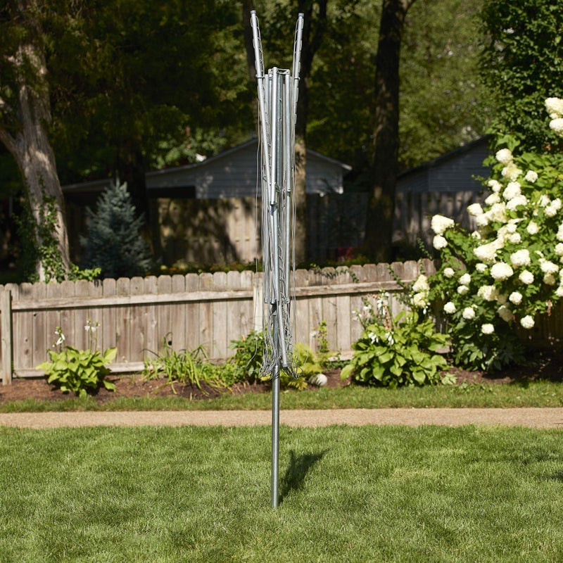 Household Essentials 17130-1 Rotary Outdoor Umbrella Drying Rack | Aluminum | 30-Lines with 210 ft. Clothesline,Silver - Image 4