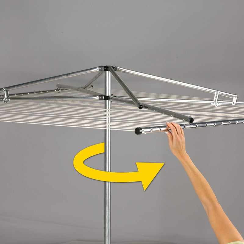 Household Essentials 17130-1 Rotary Outdoor Umbrella Drying Rack | Aluminum | 30-Lines with 210 ft. Clothesline,Silver - Image 5