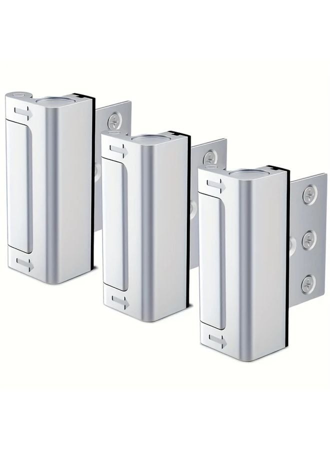 3pcs Heavy Duty Silvery Door Locks 800 Lbs Strength Aluminum Alloy Anti Theft Impact Protection Includes Screws - Image 1