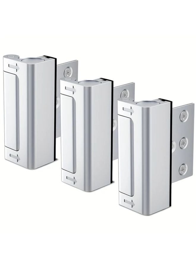 3pcs Heavy Duty Silvery Door Locks 800 Lbs Strength Aluminum Alloy Anti Theft Impact Protection Includes Screws - Image 2