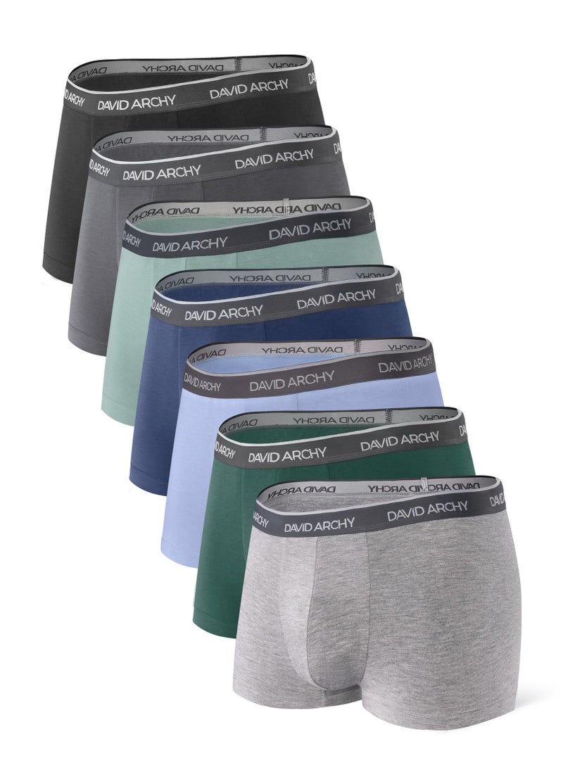 DAVID ARCHY دايفيد آرتشي سراويل داخلية للرجال مصنوعة من الرايون الناعم القابل للتنفس من الخيزران بدون فتحة 7 قطع مقاس L 2.5'' - Image 1