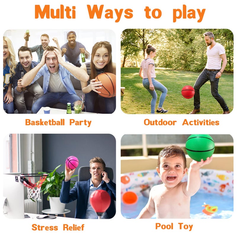 Dshengoo 12 Pcs 5 Inch Mini Basketballs Colorful Rubber Inflatablebasketball Pool Kick Balls Toy With Inflation Pump For Indoor Mini Basketball Hoop Beach Sports Game Party Favor - Image 4