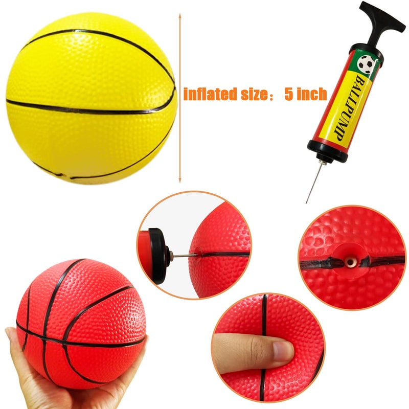 Dshengoo 12 Pcs 5 Inch Mini Basketballs Colorful Rubber Inflatablebasketball Pool Kick Balls Toy With Inflation Pump For Indoor Mini Basketball Hoop Beach Sports Game Party Favor - Image 2