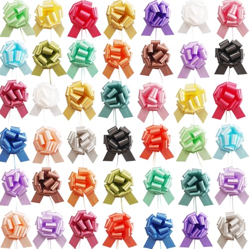 HQJAXJ 42 Pcs Large Christmas Pull Bows6 Inch 21 Color Gift Bow for WeddingBirthdayAnniversaryPartyBasket Decor 42color - Image 1