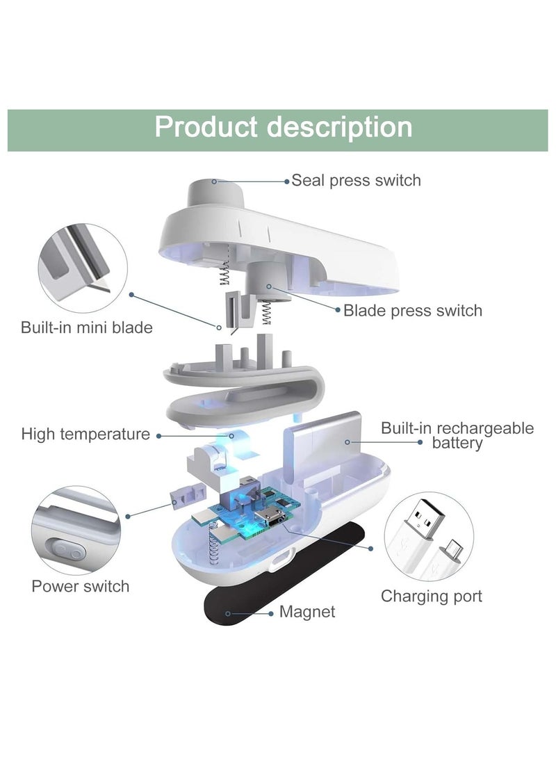Bukela Mini Bag Sealer, Heat Bag Sealer with Cutter for Chips Snacks, Type C Rechargeable Handheld Bag Resealer Portable Plastic Sealer Heat Seal Vacuum Automatic Sealing Machine  - Image 3