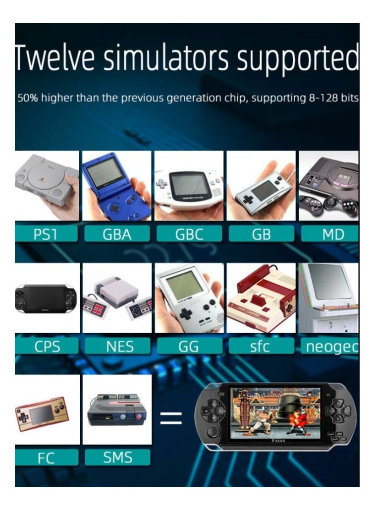 ايناوو جهاز ألعاب محمول PSP بحجم 4.3 بوصة سعة 8 جيجابايت باللون الأسود - Image 3