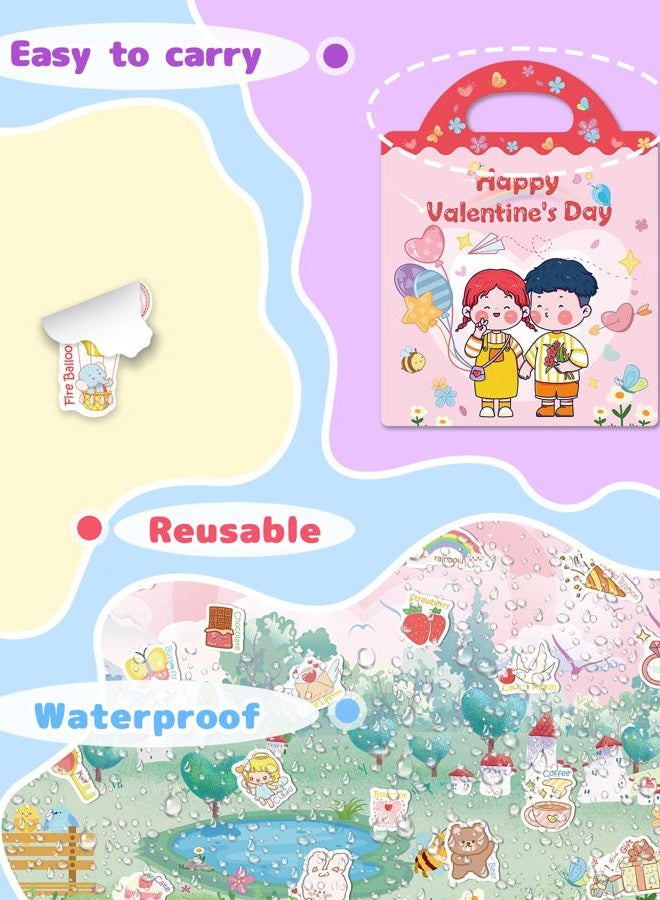 Benresive Reusable Sticker Book for Toddlers 2-4 Years, Fun Travel Stickers for Kids, Waterproof Sticker Books for Toddlers 1-3, Crafts Activities for Todddlers 1-3 2-4 3-5 - Valentines - Image 5