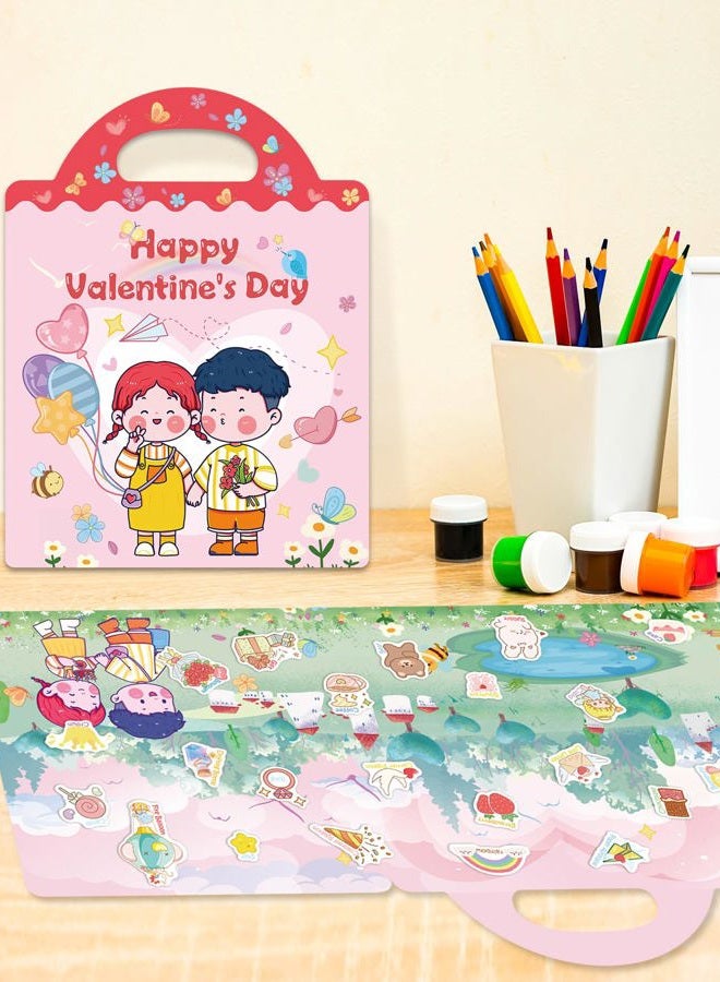 Benresive Reusable Sticker Book for Toddlers 2-4 Years, Fun Travel Stickers for Kids, Waterproof Sticker Books for Toddlers 1-3, Crafts Activities for Todddlers 1-3 2-4 3-5 - Valentines - Image 2