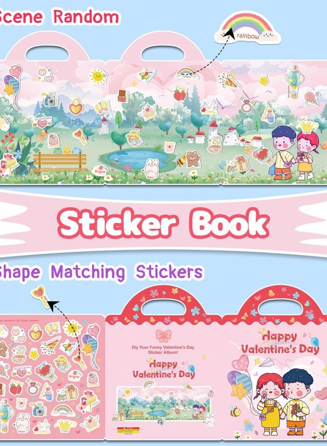 Benresive Reusable Sticker Book for Toddlers 2-4 Years, Fun Travel Stickers for Kids, Waterproof Sticker Books for Toddlers 1-3, Crafts Activities for Todddlers 1-3 2-4 3-5 - Valentines - Image 3