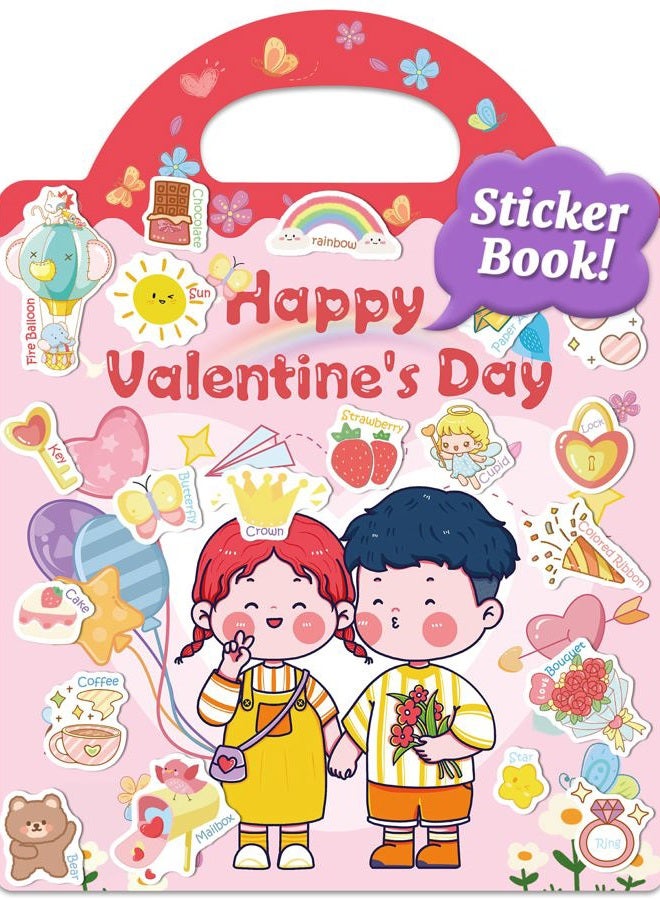 Benresive Reusable Sticker Book for Toddlers 2-4 Years, Fun Travel Stickers for Kids, Waterproof Sticker Books for Toddlers 1-3, Crafts Activities for Todddlers 1-3 2-4 3-5 - Valentines - Image 1