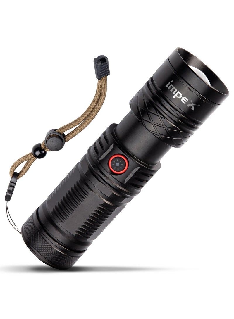 إمبكس كشاف يدوي قابل لإعادة الشحن من Impex، 20 واط ليزر LED، 1000 لومن، تركيز قابل للتعديل، بطارية 6600mAh، شحن Type-C، جسم من الألمنيوم المقاوم للتآكل، ضمان سنتين – Hunter Z3 - Image 3