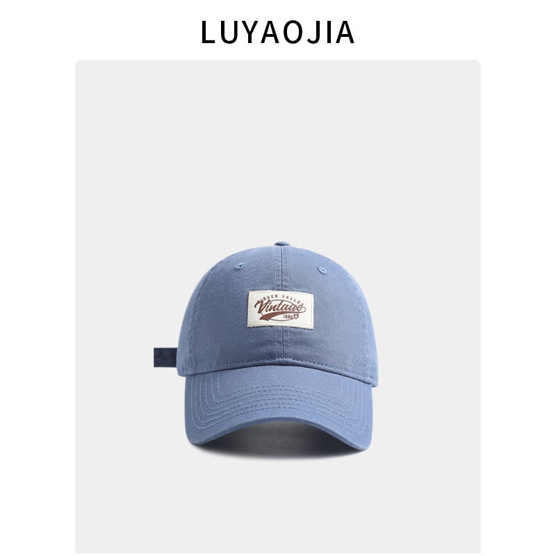 Japanese fashion brand cloth label letter baseball cap female Korean style versatile face-looking small spring and summer couple casual peaked cap maleEnglish patch 1996 baseball cap-haze Blue English patch 1996 baseball cap-haze Blue