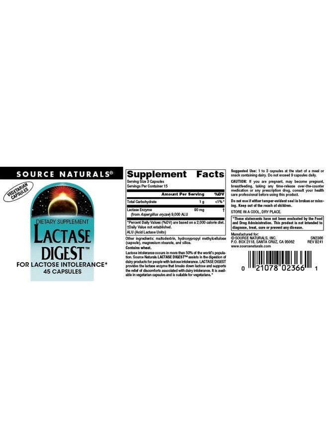 Source Naturals, Inc. Lactase Digest* - 45 VegCap - Image 4