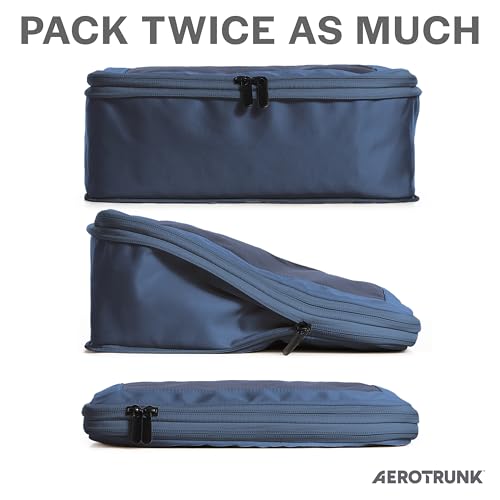 Aerotrunk Compression Packing Cubes for Travel - Luggage Organizer Bags - Double Zipper Packing Cubes for Suitcases (6-Pack, Dark Blue) - Image 2