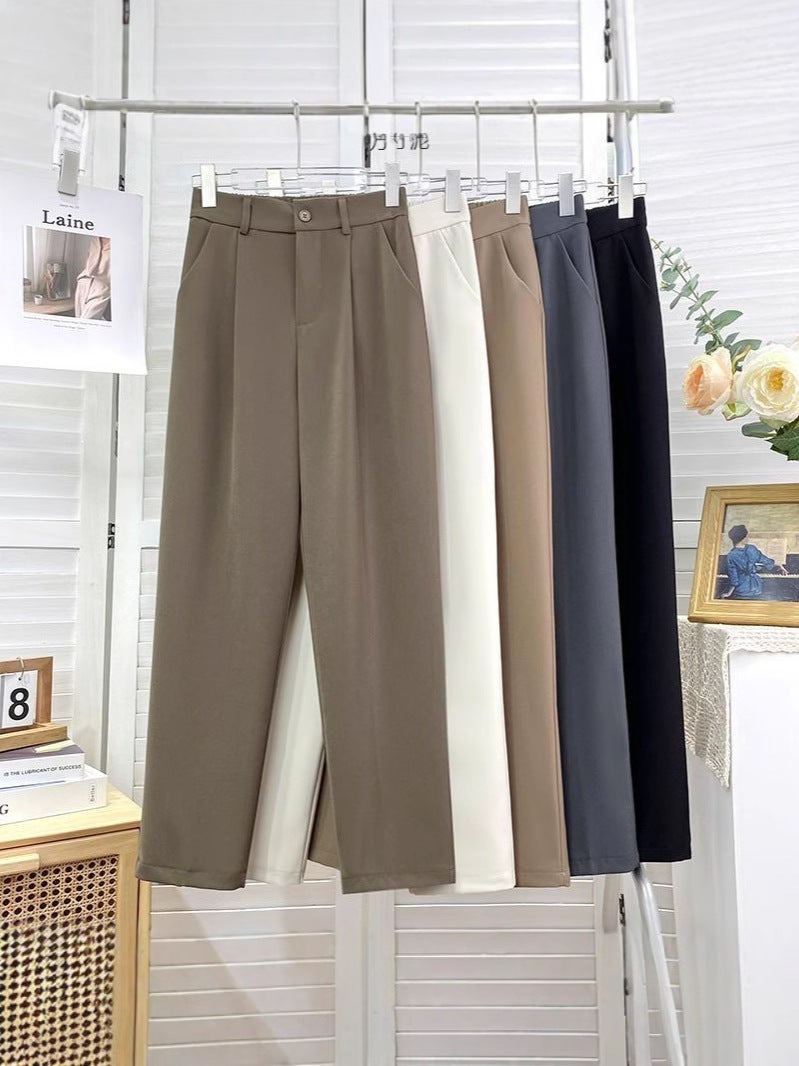 سروال بدلة نسائي 2024 خصر عالي سروال كاجوال مستقيم فضفاض سروال صغير نسائي جيل من الشعر - Image 5