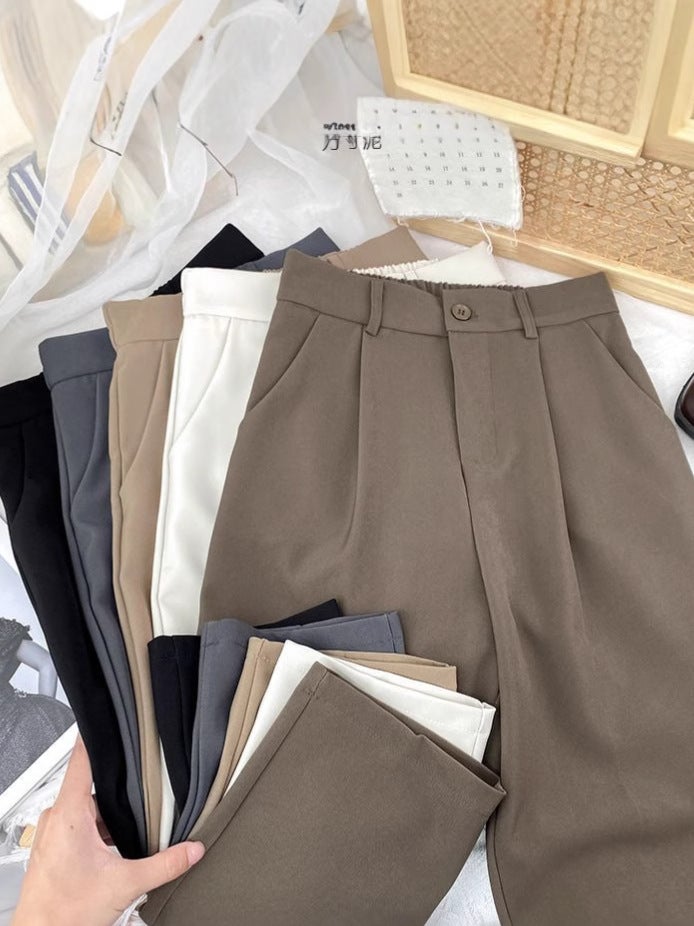 سروال بدلة نسائي 2024 خصر عالي سروال كاجوال مستقيم فضفاض سروال صغير نسائي جيل من الشعر - Image 2