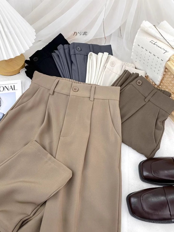 سروال بدلة نسائي 2024 خصر عالي سروال كاجوال مستقيم فضفاض سروال صغير نسائي جيل من الشعر - Image 3